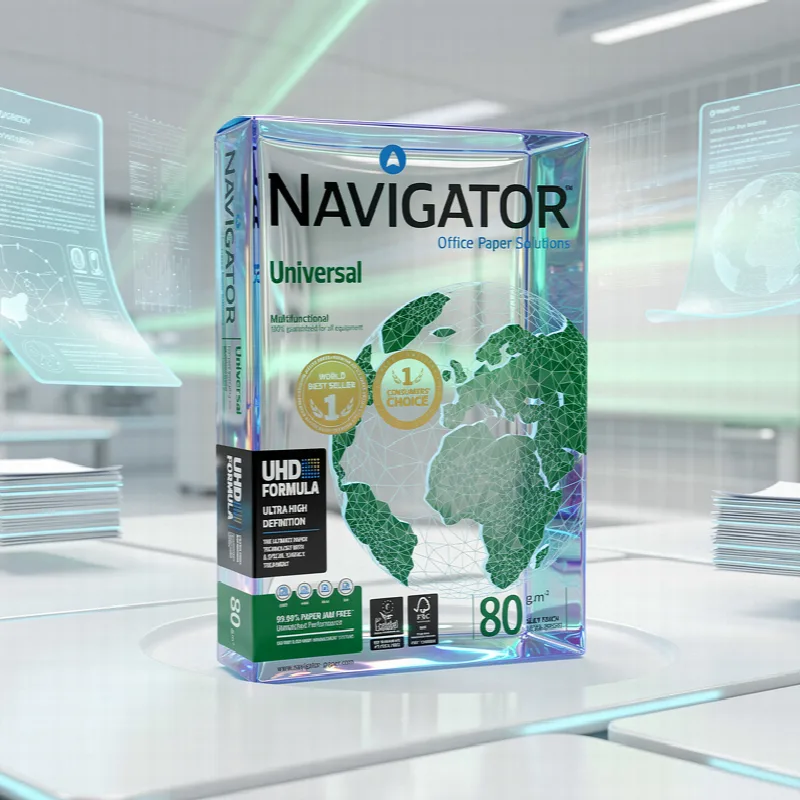 A Navigator ream inside a futuristic glass display in a neon laboratory