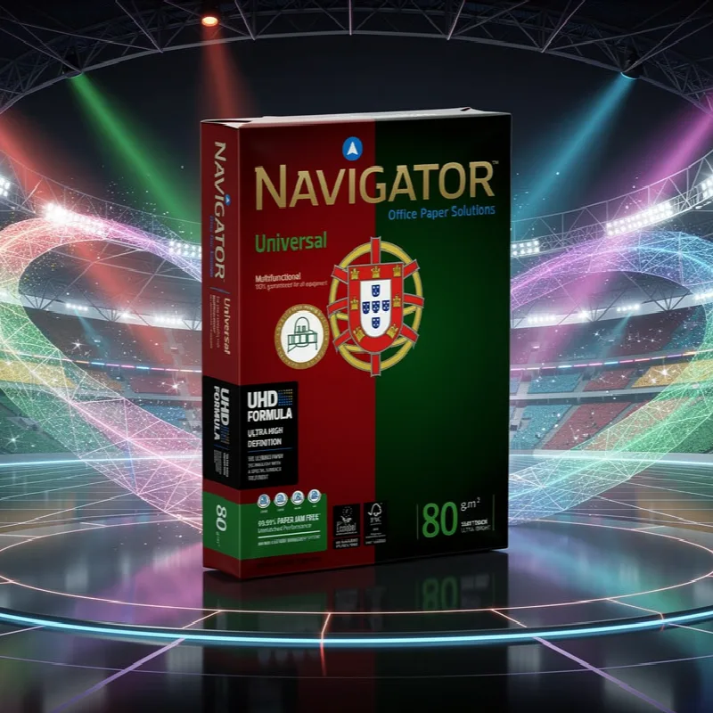 Resma Navigator num palco de estádio com as cores de Portugal